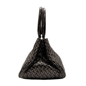 Bottega Veneta Dark leather bag Black intrecciato Brown shoulder